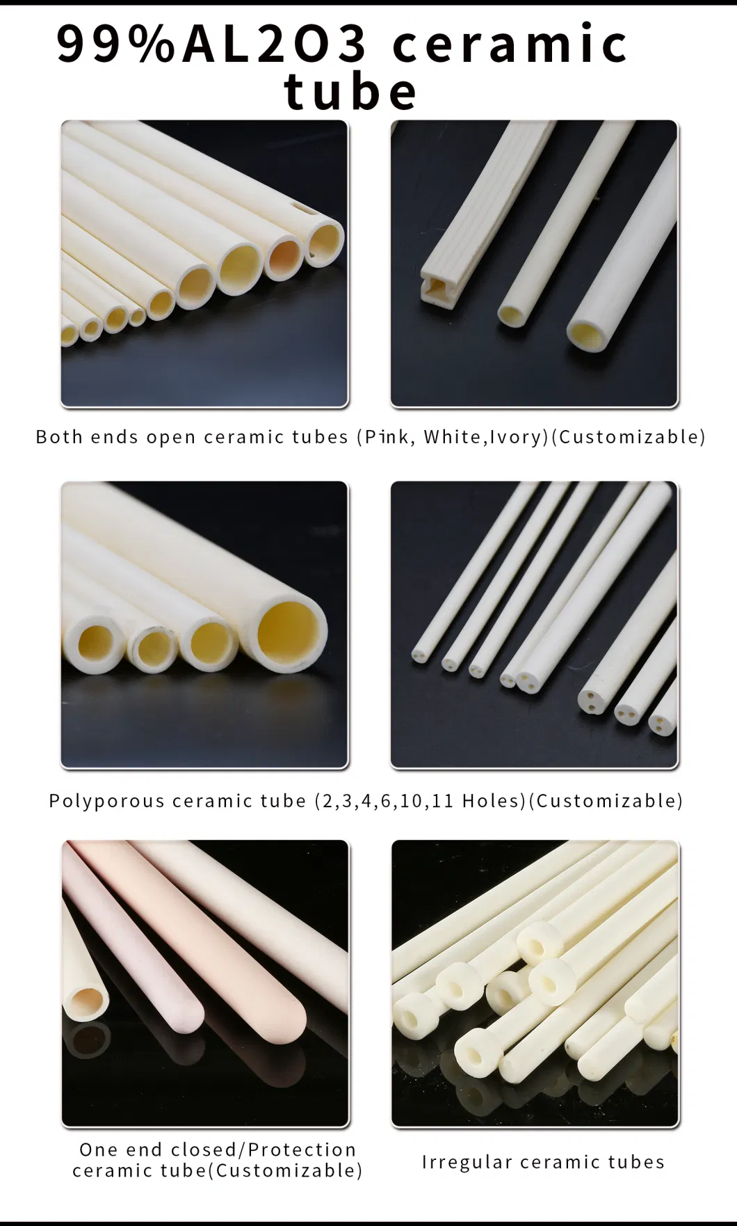 High Purity 99% Al2O3 Alsint C 99.7% Square High Alumina Ceramic Tube